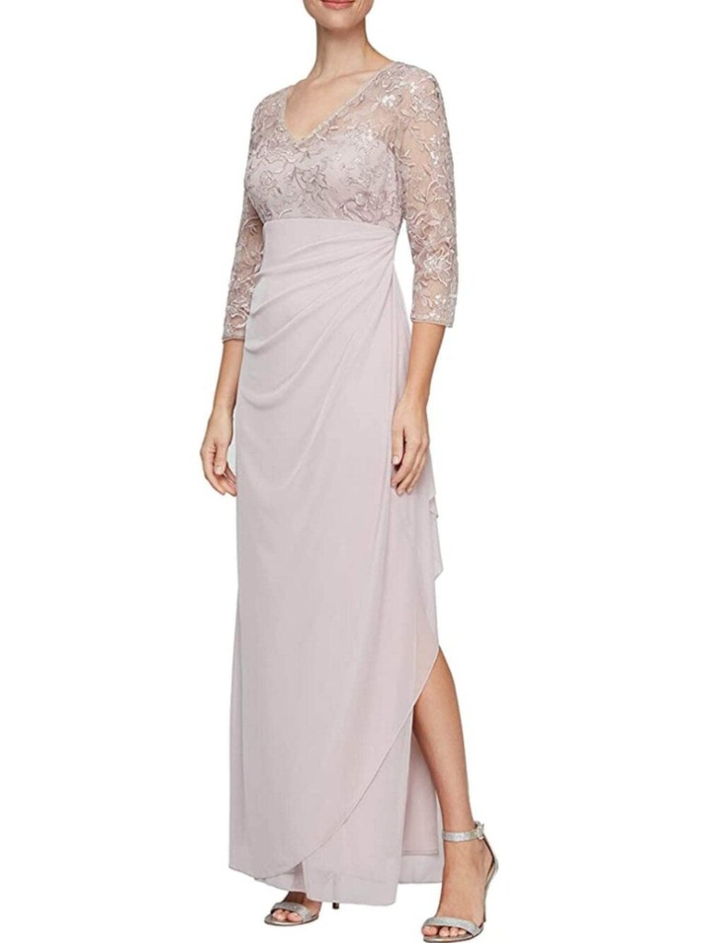 ✨ Alex Evenings Blush Lace Evening Dress  Style 81171180 Faded Rose 18  NWT